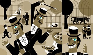 Szenen aus „Der Hungerkünstler“ von Franz Kafka © Illustrationen von Roberto Maján „Der Hungerkünstler“ von Franz Kafka