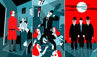 Szenen aus „Der Process“ von Franz Kafka © Illustrationen von Roberto Maján „Der Process“ von Franz Kafka